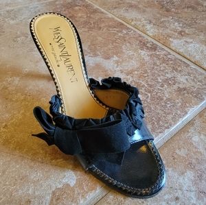 Yves St Laurent Ysl Black Patent Leather Mules Shoes Eur 36.5